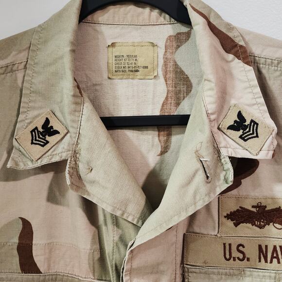 Man of Faith Upcycled U.S. Navy Gulf War Desert Storm Camo Military Camo Jacket - Picture 6 of 8